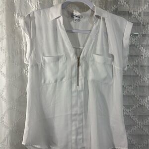 Express Women's White‎ Blouse with Zipper Detail